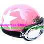 P.57 ABS Half Bol Cycling Open Face Motorcycle Pink # White Star Helmet Casco Casque & Goggles