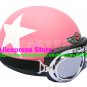 P.71 ABS Half Bol Cycling Open Face Motorcycle Matt Pink # White Star Helmet Casco Casque & Goggles