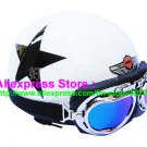 P.82 ABS Half Bol Cycling Open Face Motorcycle White # Black Star Helmet Casco Casque & Goggles