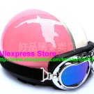 P.88 ABS Half Bol Cycling Open Face Motorcycle Pink # White Helmet Casco Casque & Goggles