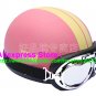 P.91 ABS Half Bol Cycling Open Face Motorcycle Matt Pink # Yellow Helmet Casco Casque & Goggles