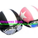 A.04- 2 Unit ABS Half Bol Vespa Cycling Open Face Motorcycle Matt Black + Pink Helmets & Goggles