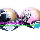 A.35- 2 Unit ABS Half Bol Vespa Cycling Open Face Motorcycle Black + Pink Helmets & Goggles