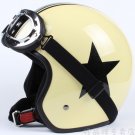 H.01 3/4 Taiwan " EVO " Cycling Open Face Casque Motorcycle Yellow # Black Star Helmet & UV Goggles