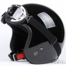 H.07Taiwan " SYC " ABS Cycling Open Face Casco Motorcycle Full Bright Black Helmet & UV Goggles