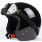 H.07Taiwan " SYC " ABS Cycling Open Face Casco Motorcycle Full Bright Black Helmet & UV Goggles