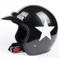 H.08 Taiwan " EVO " ABS Motorbike Open Face Motorcycle Bright Black # White Star Helmet & UV Goggles