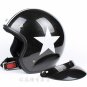 H.08 Taiwan " EVO " ABS Motorbike Open Face Motorcycle Bright Black # White Star Helmet & UV Goggles