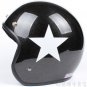 H.08 Taiwan " EVO " ABS Motorbike Open Face Motorcycle Bright Black # White Star Helmet & UV Goggles