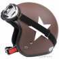 H.09 Taiwan " SYC " ABS Open Face Casco Motorcycle Matte Coffee # White Star Helmet & Goggles