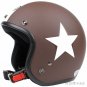 H.09 Taiwan " SYC " ABS Open Face Casco Motorcycle Matte Coffee # White Star Helmet & Goggles