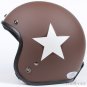H.09 Taiwan " SYC " ABS Open Face Casco Motorcycle Matte Coffee # White Star Helmet & Goggles