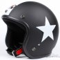 H.14 Taiwan " SYC " ABS Open Face Casco Motorcycle Matte Black # White Star Helmet & UV Goggles