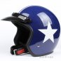 H.16 Taiwan " EVO " ABS Retro Open Face Motorcycle Gloss Blue # White Star Helmet & UV Goggles