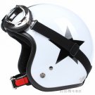 H.17 Taiwan " SYC " ABS Open Face Motorcycle Gloss White # Black Star Helmet & UV Goggles