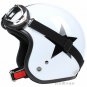 H.17 Taiwan " SYC " ABS Open Face Motorcycle Gloss White # Black Star Helmet & UV Goggles