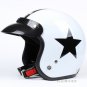 H.17 Taiwan " SYC " ABS Open Face Motorcycle Gloss White # Black Star Helmet & UV Goggles