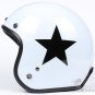 H.17 Taiwan " SYC " ABS Open Face Motorcycle Gloss White # Black Star Helmet & UV Goggles