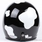 H.19 Taiwan " HUA TAI " ABS Open Face Helm Motorcycle dairy cow Black # White Helmet & UV Goggles