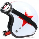 H.21 Taiwan " SYC " ABS Half Face Casco Motorcycle Gloss White # Red Star Helmet & UV Goggles
