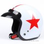 H.21 Taiwan " SYC " ABS Half Face Casco Motorcycle Gloss White # Red Star Helmet & UV Goggles