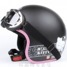 H.33 Taiwan " EVO " ABS Open Face Motorcycle "Hello Kitty" Matt Black Helmet & UV Goggles