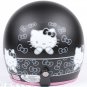 H.33 Taiwan " EVO " ABS Open Face Motorcycle "Hello Kitty" Matt Black Helmet & UV Goggles