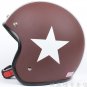 H.34 Taiwan " EVO " ABS Racing Half Face Motorcycle Matt Coffee # White Star Helmet & UV Goggles