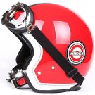 H.42 Taiwan " EVO " 3/4 Motorcycle Helmet Open Face Helm OFF Road " grid " Red Casco & UV Goggles