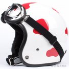 H.79 Taiwan " HUA TAI " ABS Open Face Helm Motorcycle dairy cow Red # White Helmet & UV Goggles