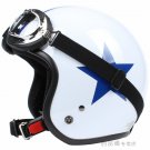 H.93 Taiwan " SYC " Retro ABS Scooter Casque Motorcycle White # Blue Star Helmet & UV Goggles