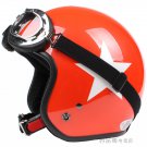 H.111 Taiwan " SYC " Scooter Half Face Motorcycle Bright ORANGE # White Star Helmet & UV Goggles