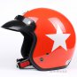 H.111 Taiwan " SYC " Scooter Half Face Motorcycle Bright ORANGE # White Star Helmet & UV Goggles
