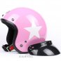 H.115 Taiwan " SYC " Scooter Motocross Half Face Motorcycle Pink # White Star Helmet & UV Goggles