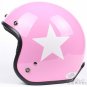 H.115 Taiwan " SYC " Scooter Motocross Half Face Motorcycle Pink # White Star Helmet & UV Goggles