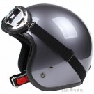 H.116 Taiwan " SYC " Scooter Motocross Half Face Motorcycle Full Metal Grey Helmet & UV Goggles