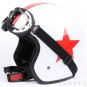 H.117 Taiwan " EVO " Scooter Half Face Motorcycle Gloss White # Red Star Helmet & UV Goggles