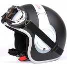 H.134 Taiwan "EVO" Casco Scooter Open Face Motorcycle " e earphone " Matt Black Helmet & UV Goggles