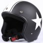 H.145 Taiwan "EVO" Scooter Casco Open Face Motorcycle Matte Black # White Star Helmet & Goggles