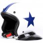 H.147 Taiwan " EVO " Casco Open Face Casque Motorcycle White # Blue Star Helmet & Goggles