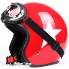 H.148 Taiwan " EVO " Casco off road Casque Motorcycle Gloss Red # White Star Helmet & Goggles