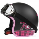 H.149 Taiwan " EVO " Scooter Casco Helm Motorcycle " 76 Hello Kitty " Matt Black Helmet & Goggles