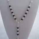 Rosario Plateado / Silver Fashion Rosary (RS021) (Black)