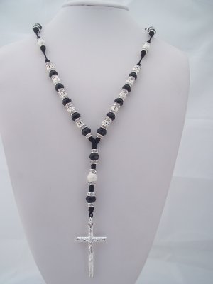 Rosario Plateado / Silver Rosary (RS031) (Black)