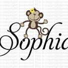 Custom Name Girl Monkey Jungle Friends Wall Monkeys Vinyl Personalized Baby Wall Decal E