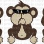 8" Tall Three Wise Monkeys No Evil Happy Monkeys Cool Monkey Jungle Friends Wall Decal