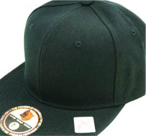 Black 6-7/8 Small Fitted Hats Caps Plain All Sizes NEW