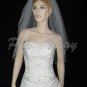 2 Tier White Wedding Veil Rhinestone Accents Elbow Length Wedding Tiara Veil V105wt