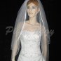 2 Tier White Bridal Fingertip Length Satin Bound Edge Wedding Veil V107wt