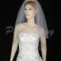 2 Tier White Bridal Wedding Veil Elbow Length 1/8" Satin Edge Pearl Accents Wedding Veil V109wt